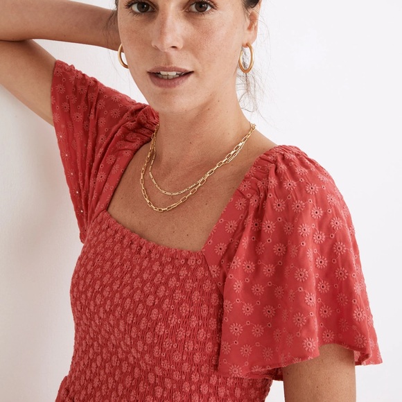 Madewell Eyelet Lucie Smocked Mini Dress - Size Small - Picture 4 of 13